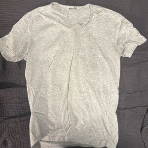 Daniele Alessandrini Light Gray V neck T-Shirt Italian Designer